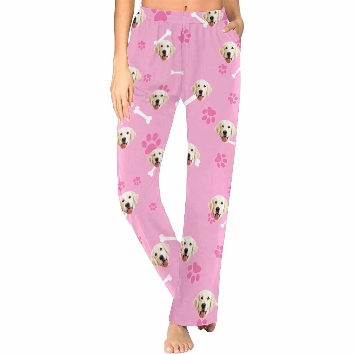 Custom Photo My Pet Dog Sleepwear Personalized Women's Slumber Party Long Pajama Shirt&Pants