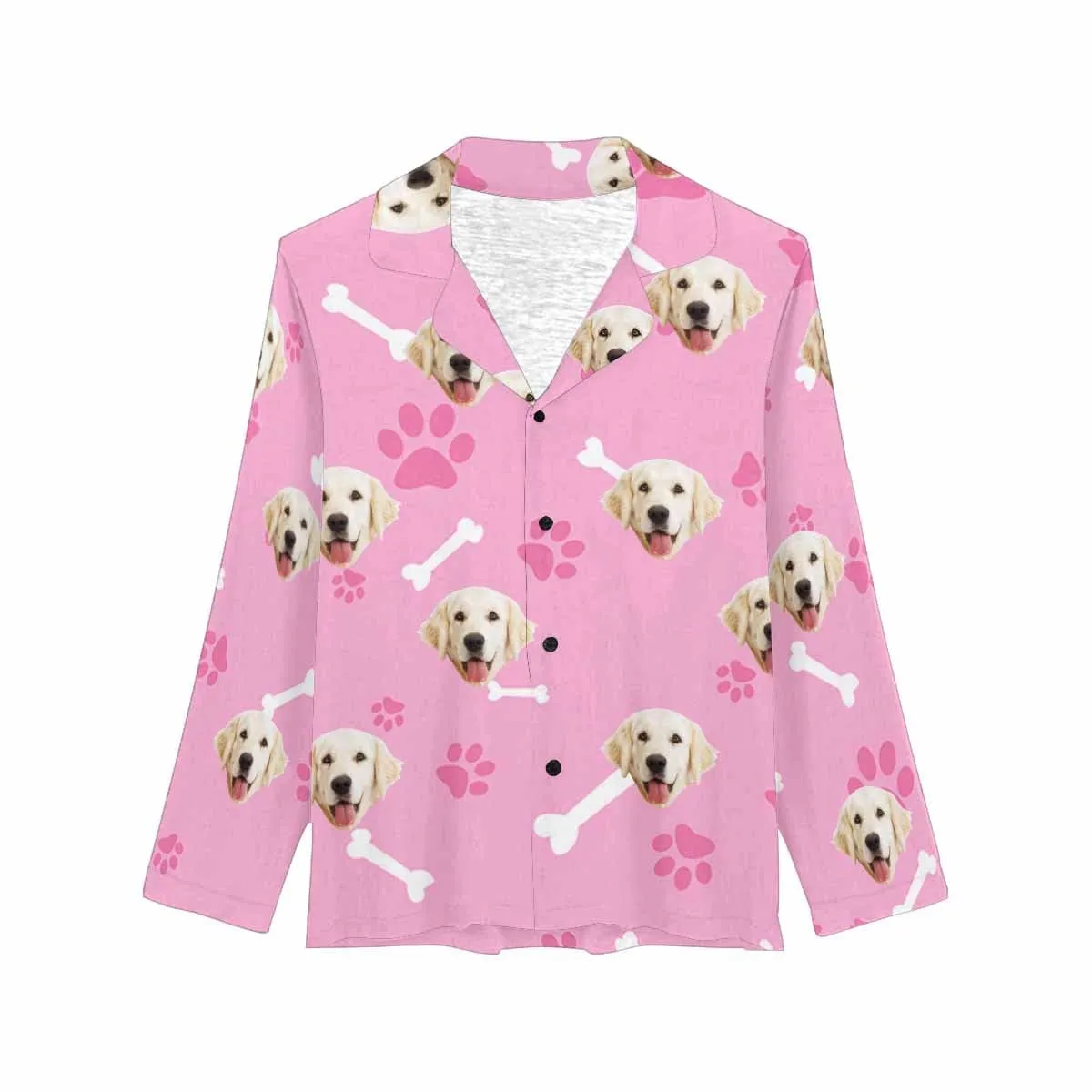 Custom Photo My Pet Dog Sleepwear Personalized Women's Slumber Party Long Pajama Shirt&Pants