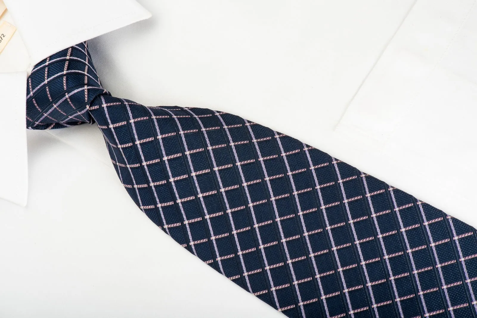 Daks Silk Tie Pink Mauve Striped On Blue With Silver Sparkles