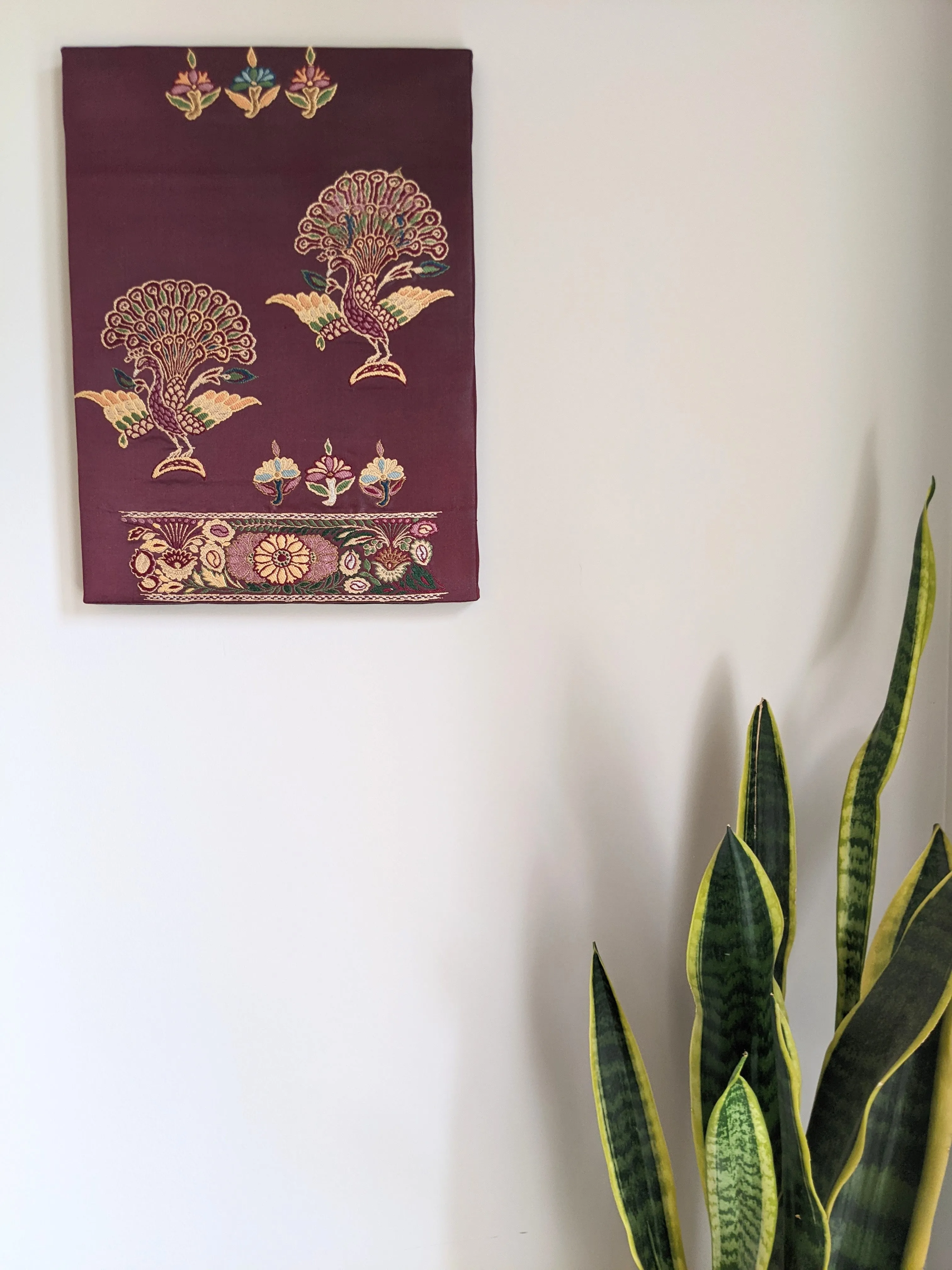 Dancing peacock obi wall art