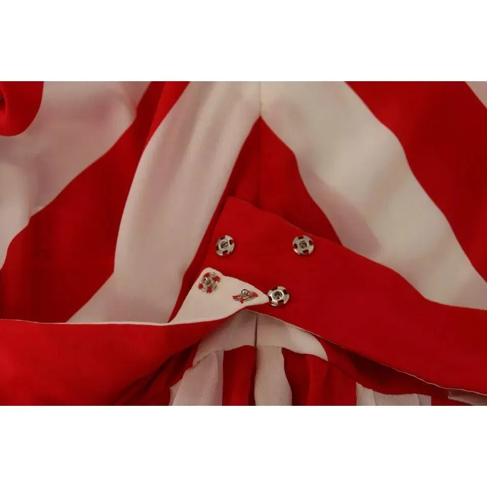 Dolce & Gabbana White Red Silk A-Line Shift Gown Mini Dress