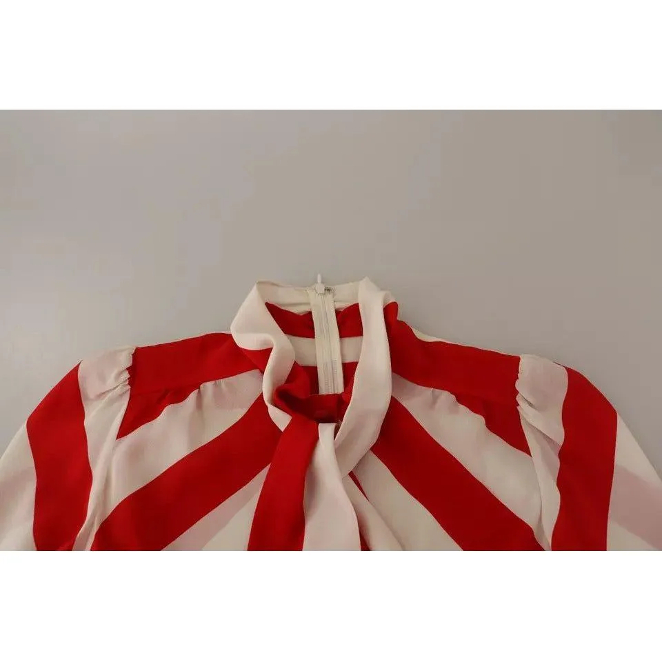 Dolce & Gabbana White Red Silk A-Line Shift Gown Mini Dress