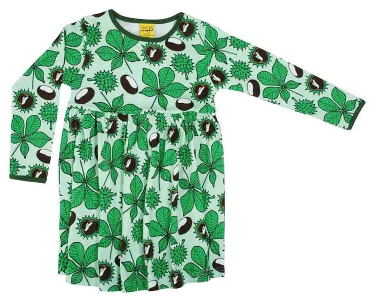 DUNS Long Sleeved Gathered Dress - Chestnut Brook Green