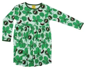 DUNS Long Sleeved Gathered Dress - Chestnut Brook Green