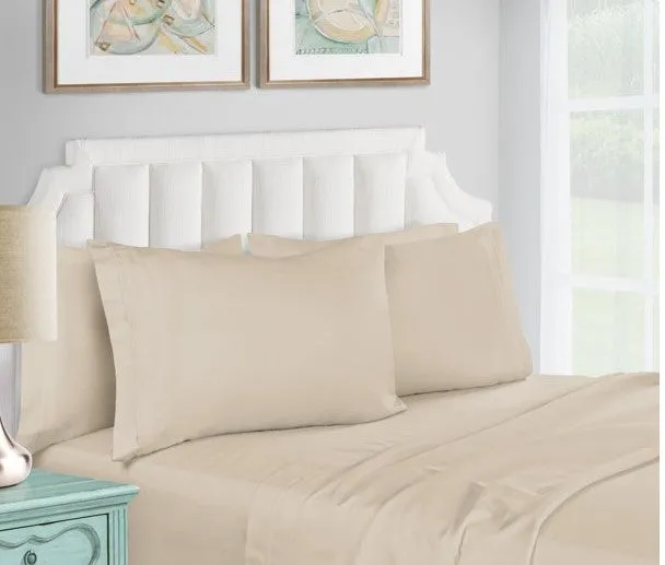 Egyptian Cotton 1200 Thread Count Solid Sheet Set King-Ivory