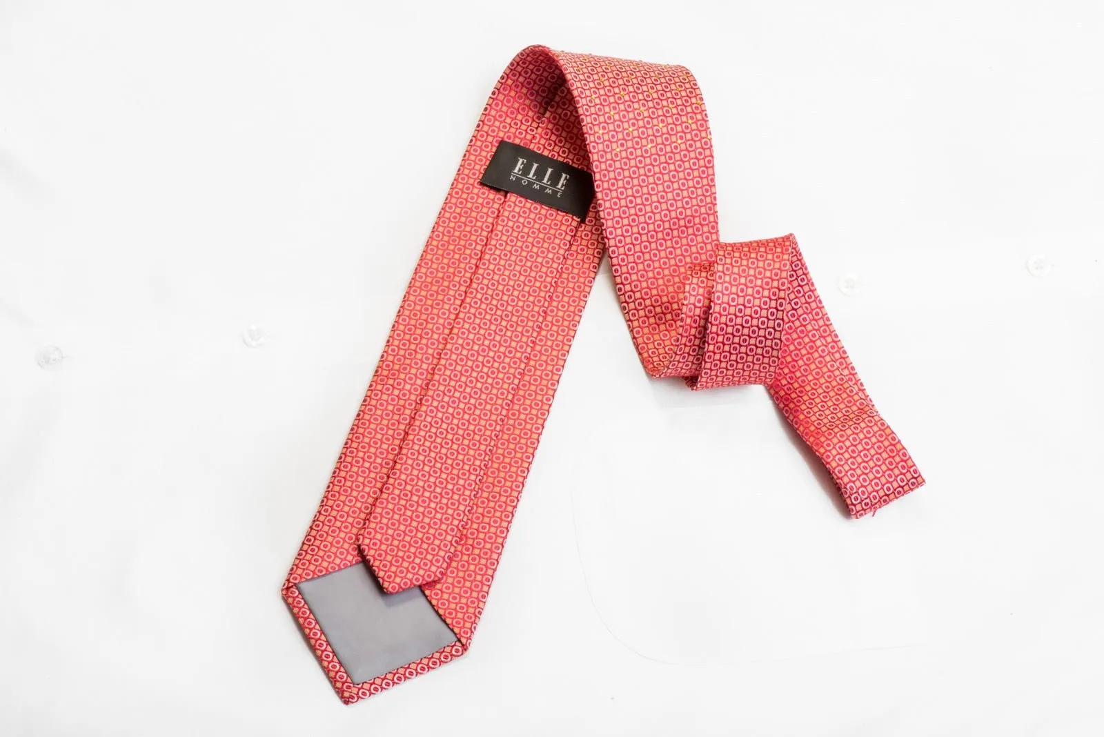 Elle Homme Rhinestone Silk Tie Geometric On Red