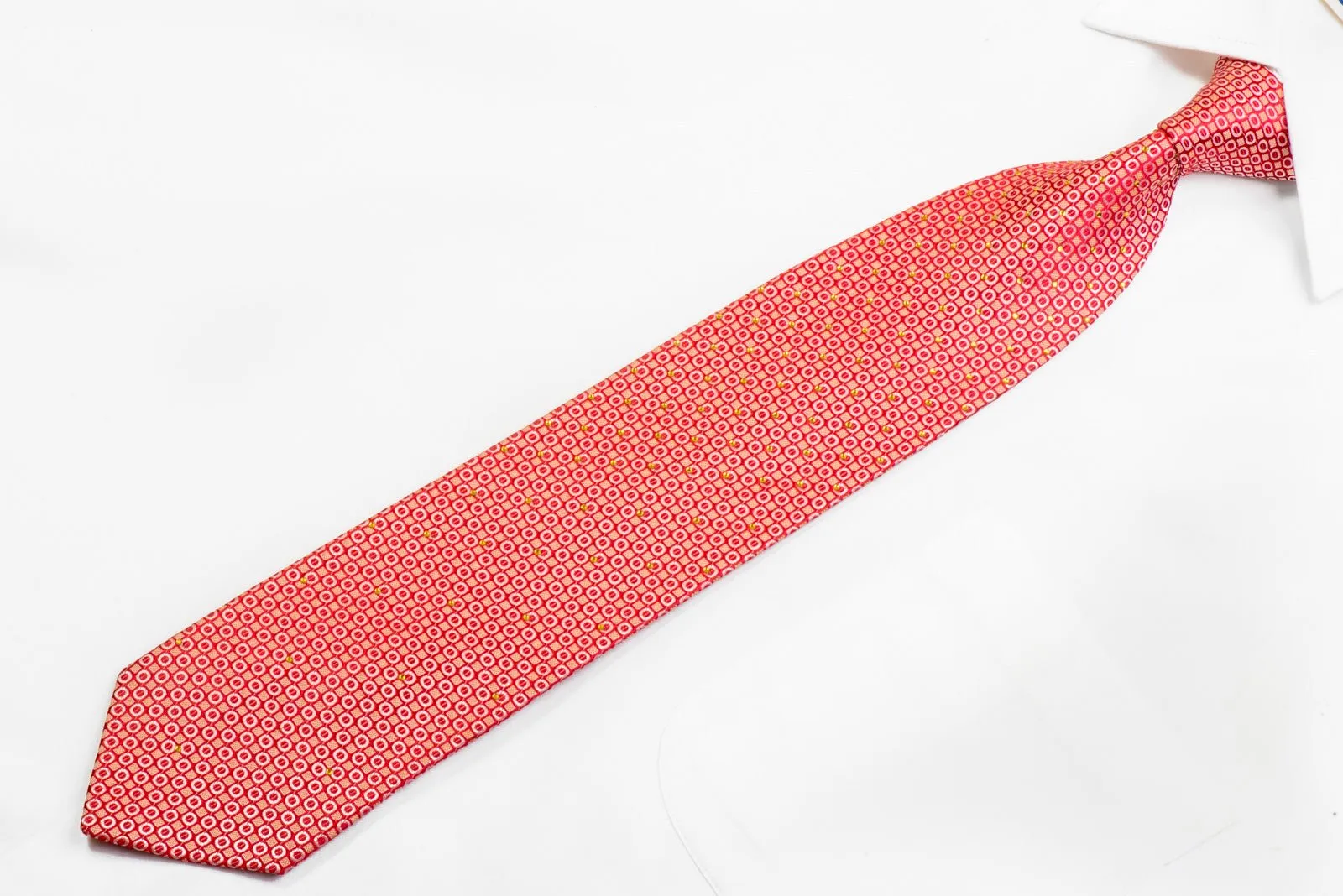Elle Homme Rhinestone Silk Tie Geometric On Red
