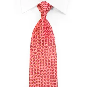 Elle Homme Rhinestone Silk Tie Geometric On Red
