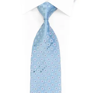 Foulard On Pale Blue Rhinestone Necktie With Silver Sparkles