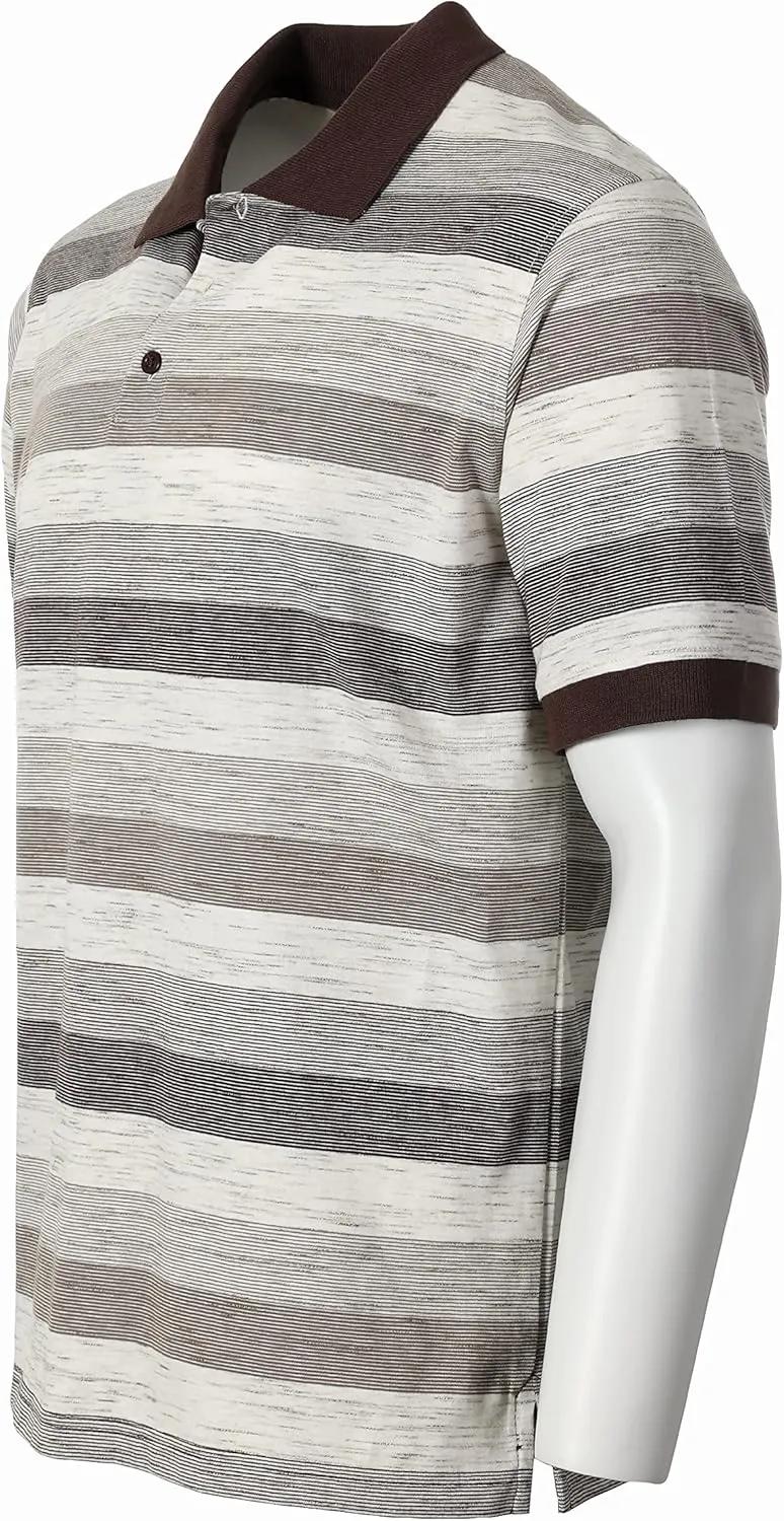 Gioberti Mens Club Stripe Polo Shirt - Short Sleeve, Regular Fit, Yarn Dye