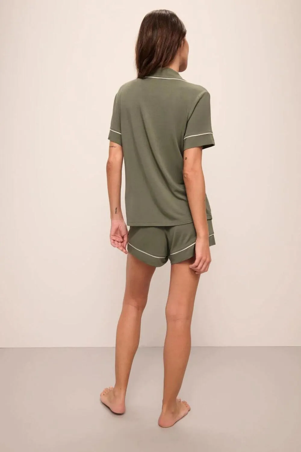 Gisele Relaxed Short PJ Set in Moss/Ivory
