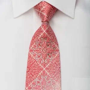 Grand Jour Mens Rhinestone Silk Necktie Arabesk On Pink With Sparkles