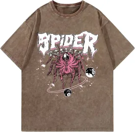 Graphic Tees Streetwear Tshirts Vintage Unisex Cotton Acid Washed Oversized T-Shirts Summer Clothes Tops for Men Women