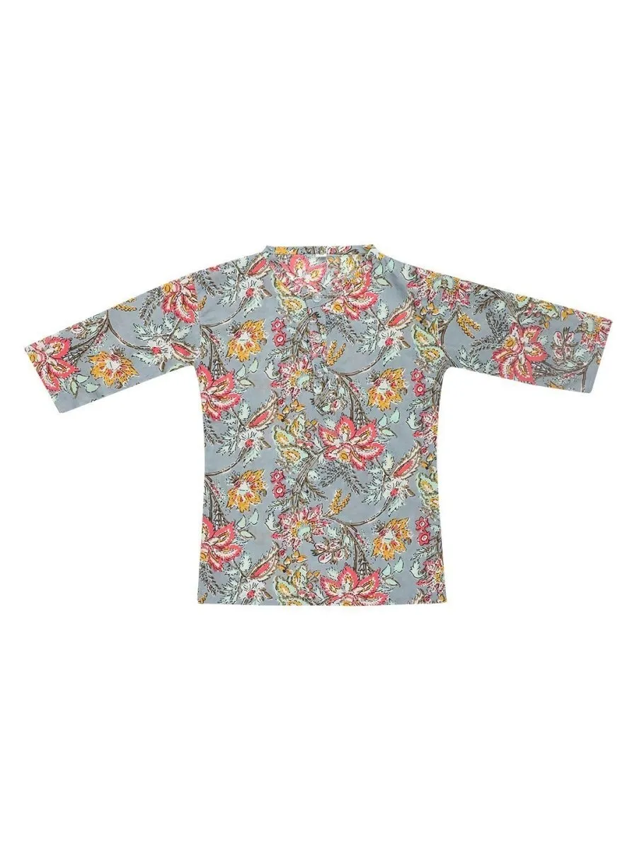 Grey Floral Boys Dhoti Kurta Set