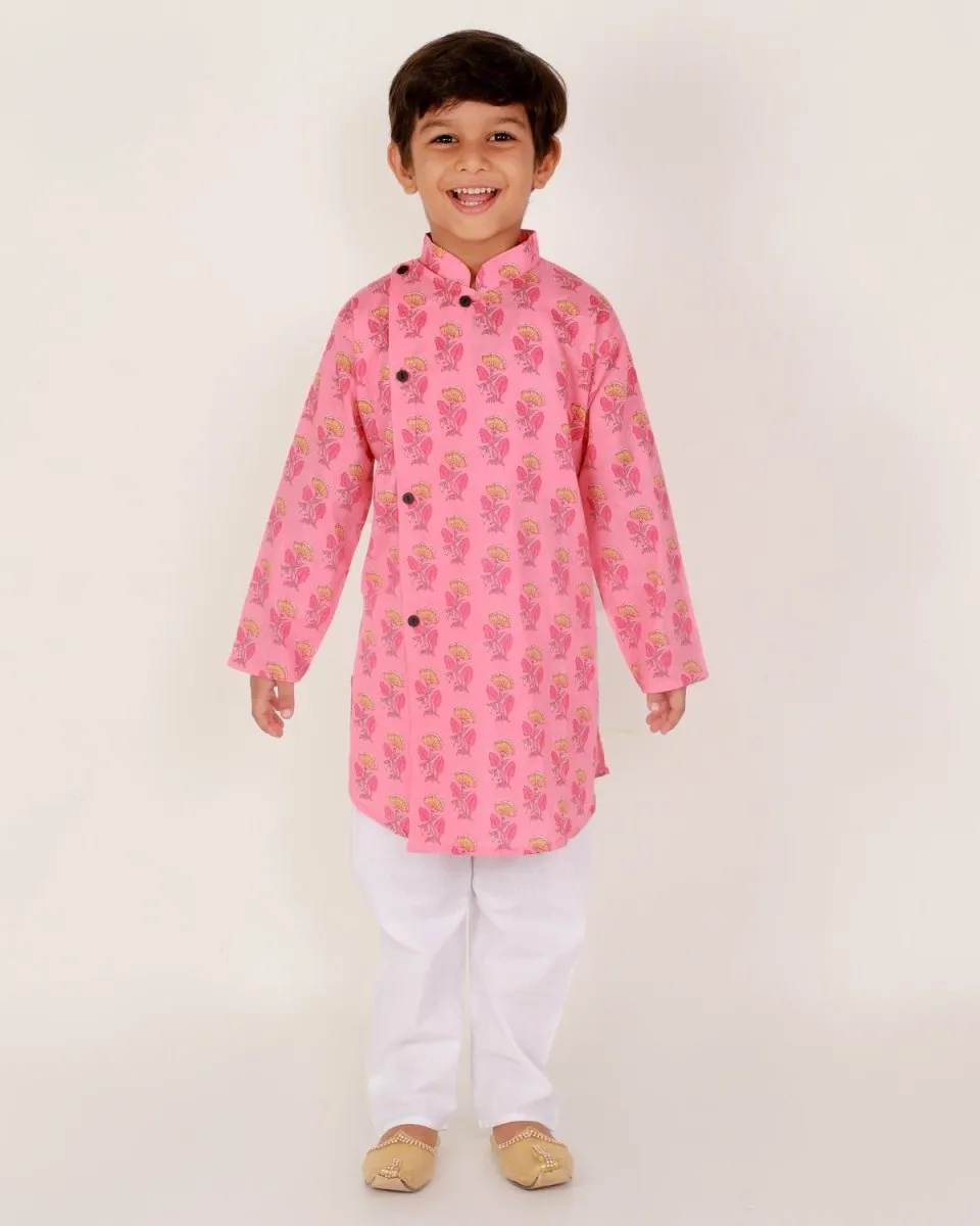 Gulabi Floral Boys Pajama Kurta Set