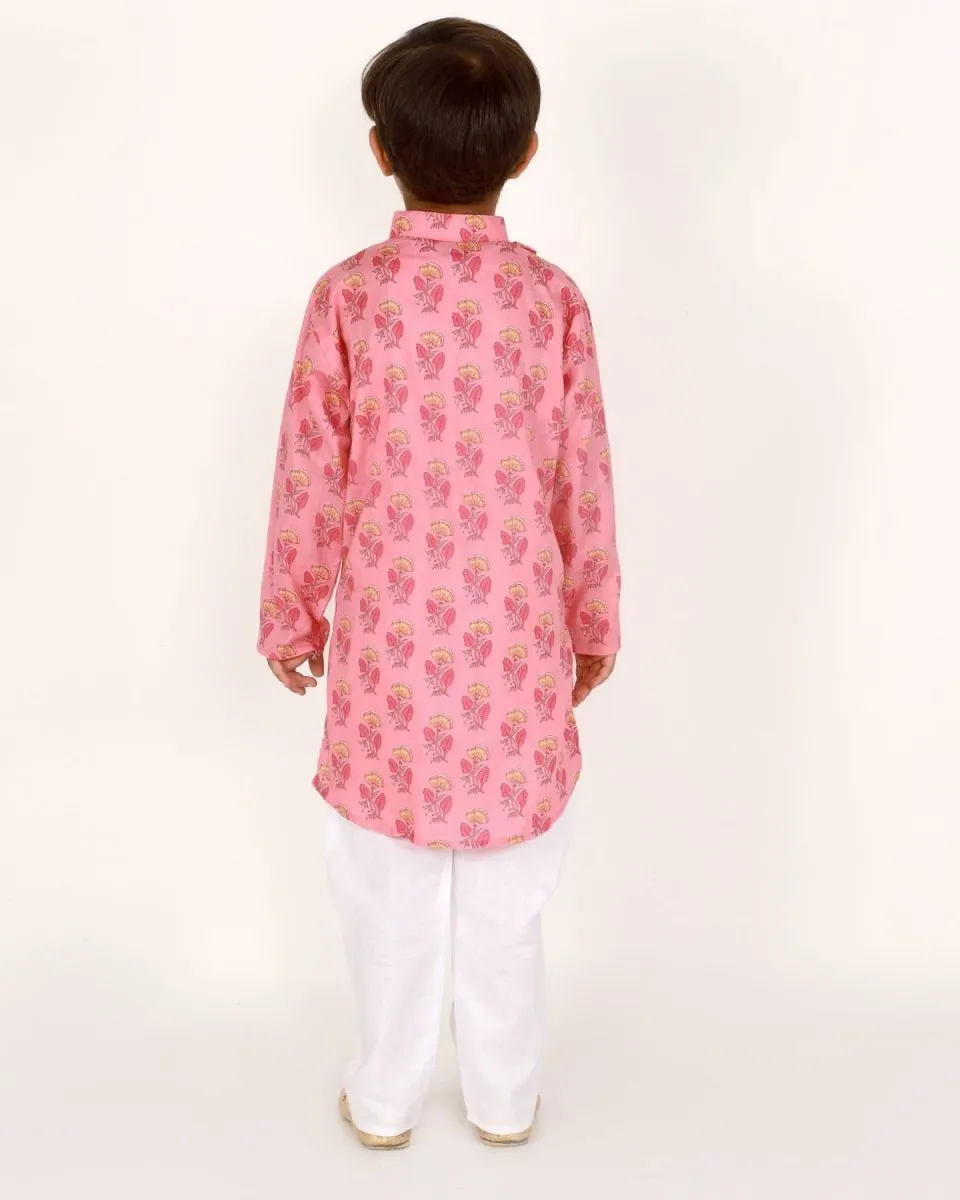 Gulabi Floral Boys Pajama Kurta Set