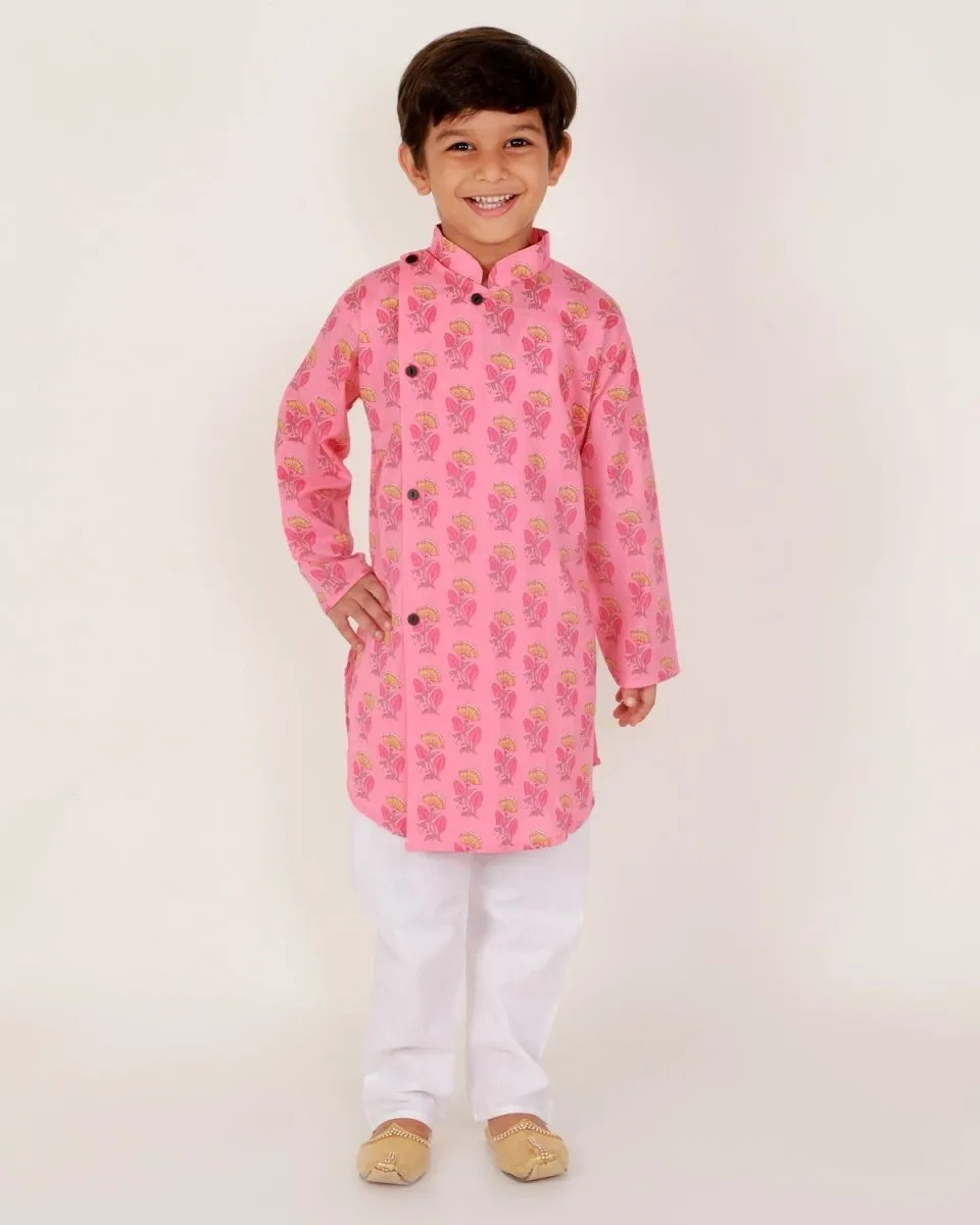 Gulabi Floral Boys Pajama Kurta Set