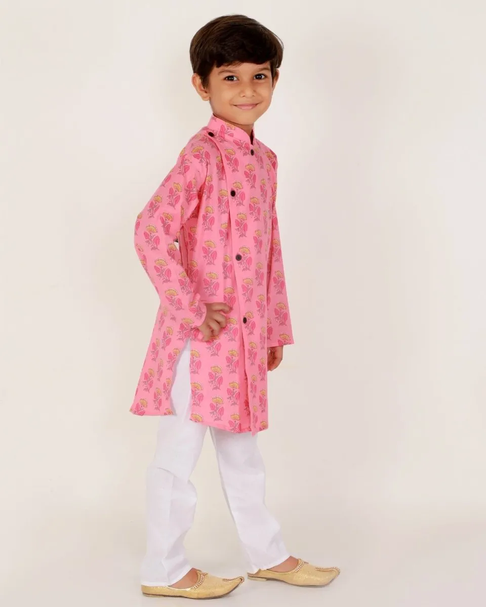 Gulabi Floral Boys Pajama Kurta Set