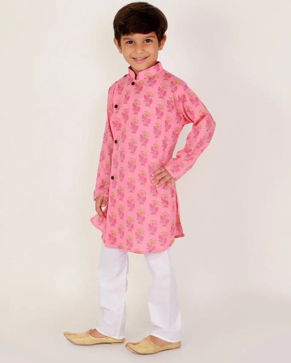 Gulabi Floral Boys Pajama Kurta Set