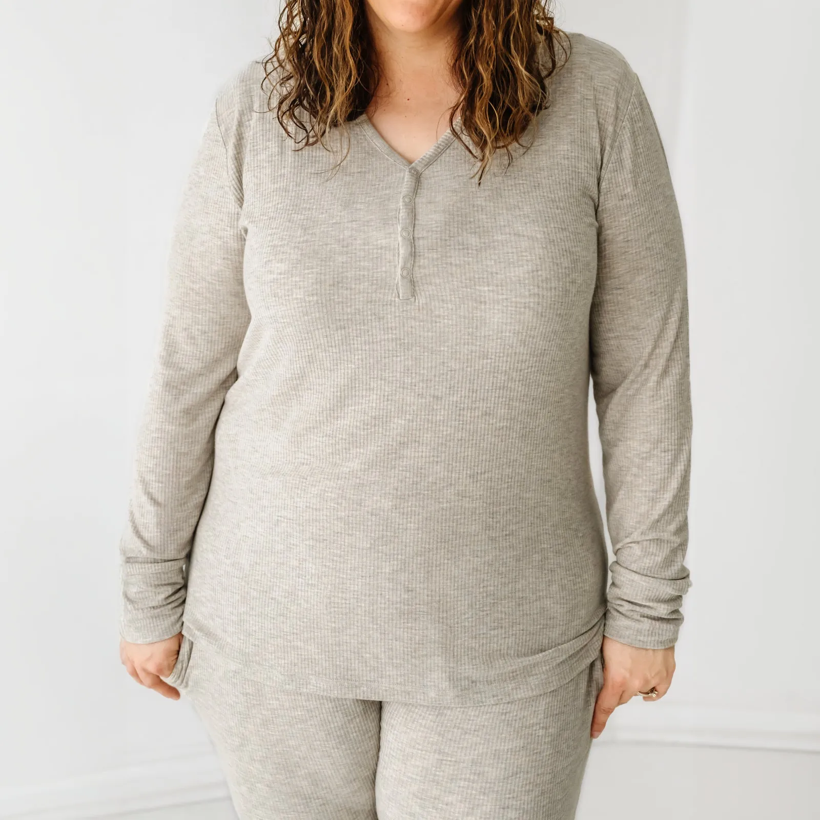 Heather Stone Ribbed Women's Pajama Top