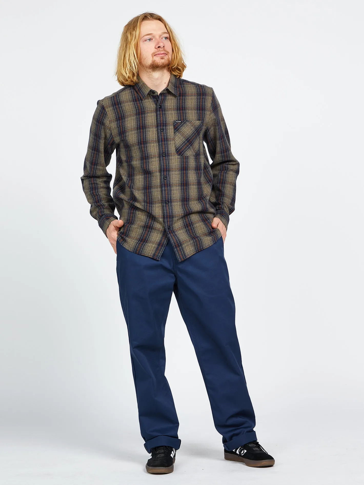 Heavy Twills Flannel Long Sleeve Shirt - Khaki