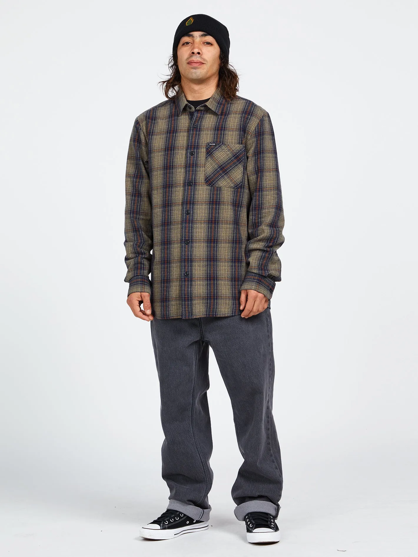 Heavy Twills Flannel Long Sleeve Shirt - Khaki