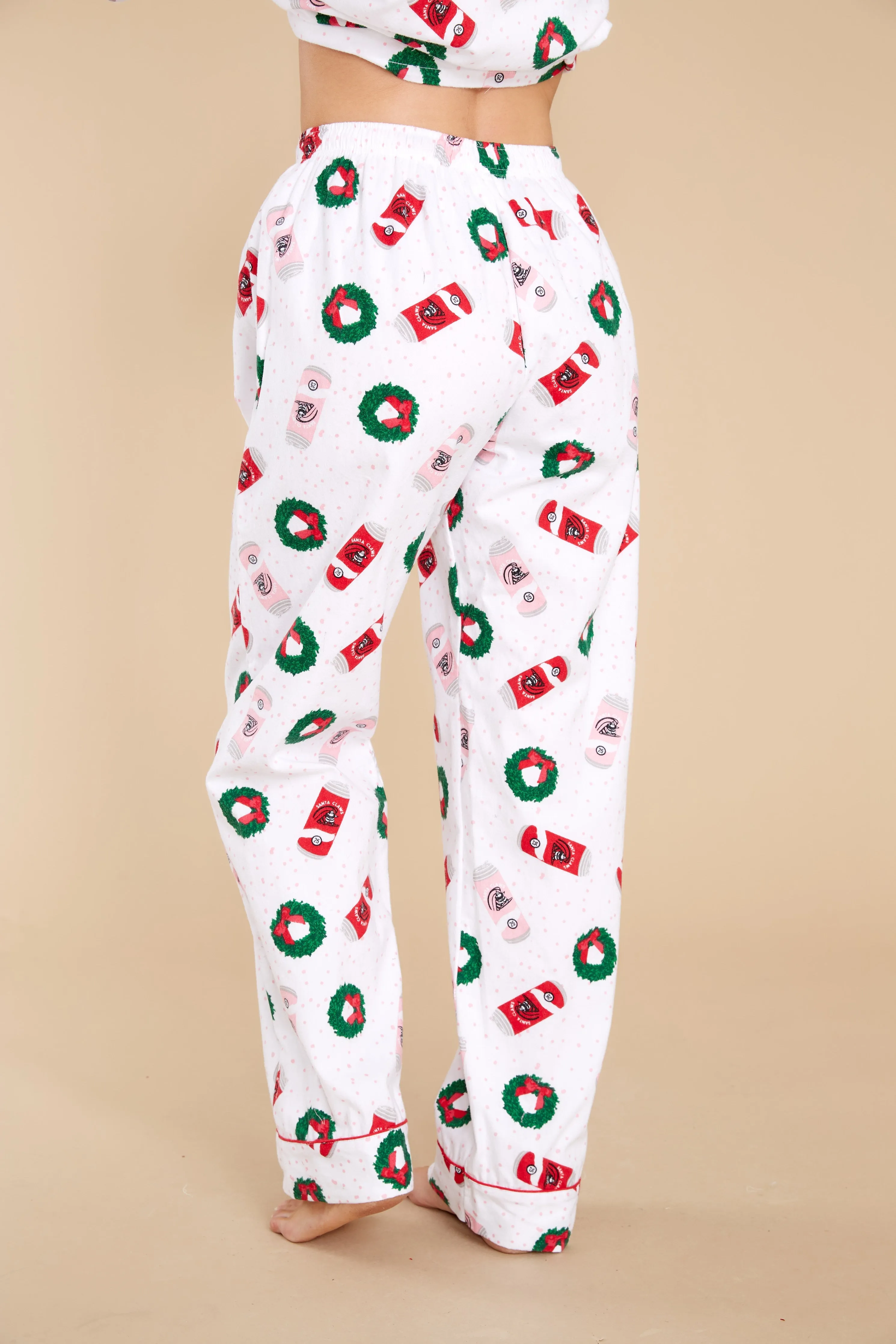 Here Comes Santa Claws White Multi Pajama Set