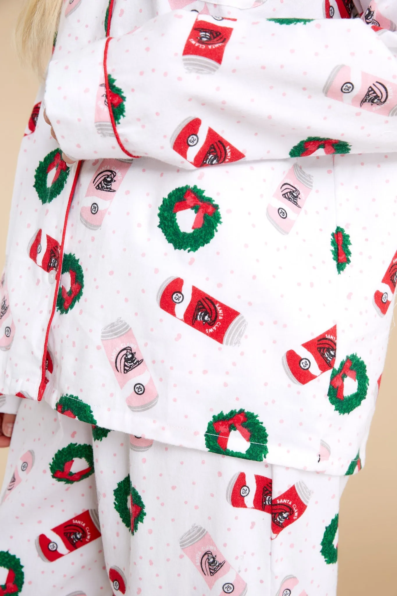 Here Comes Santa Claws White Multi Pajama Set
