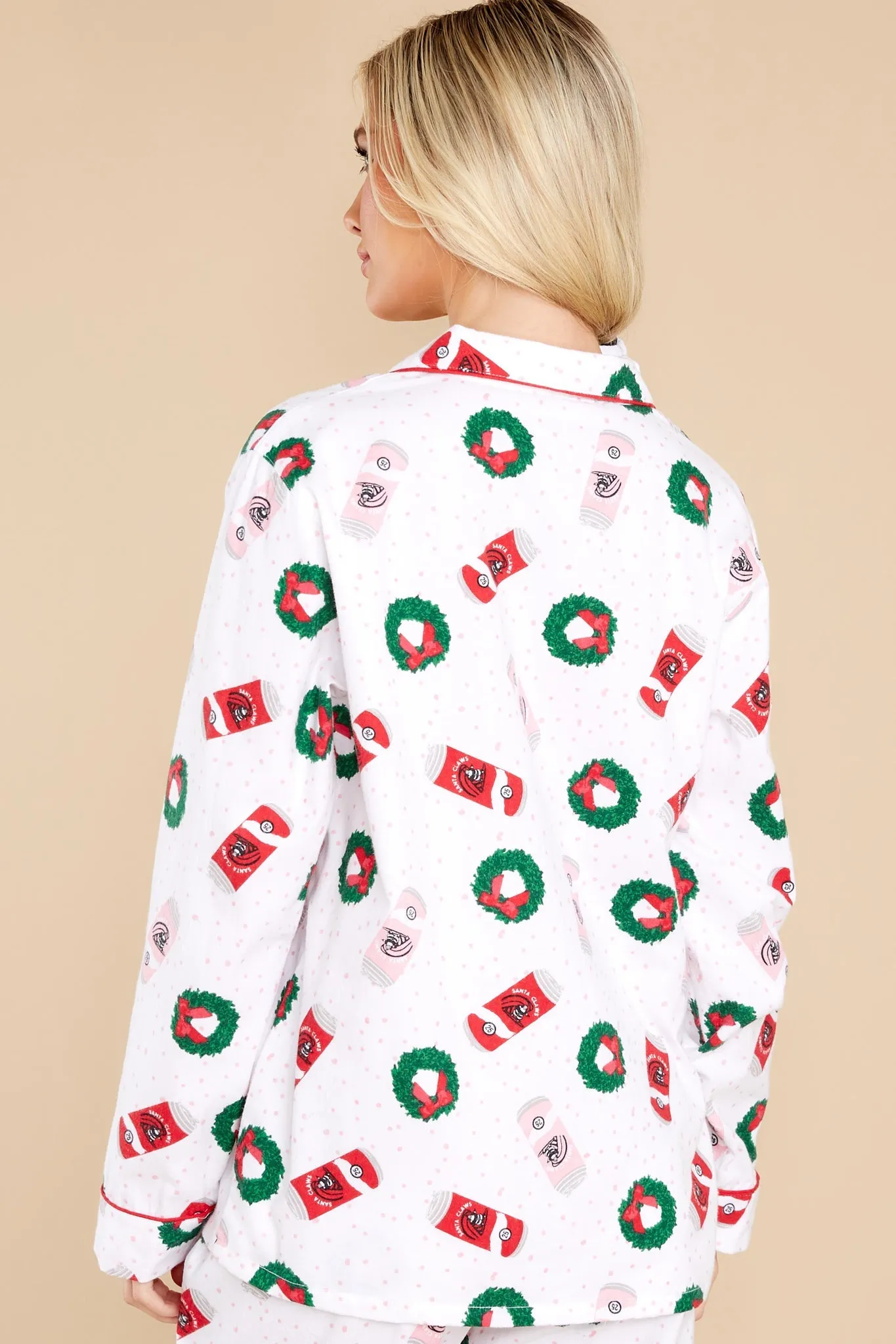 Here Comes Santa Claws White Multi Pajama Set