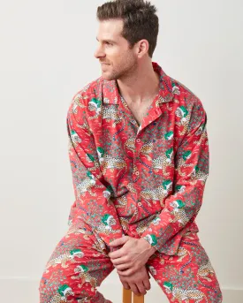 Holly Jolly Bagheera - Men's Flannel Long PJ Set - Ruby