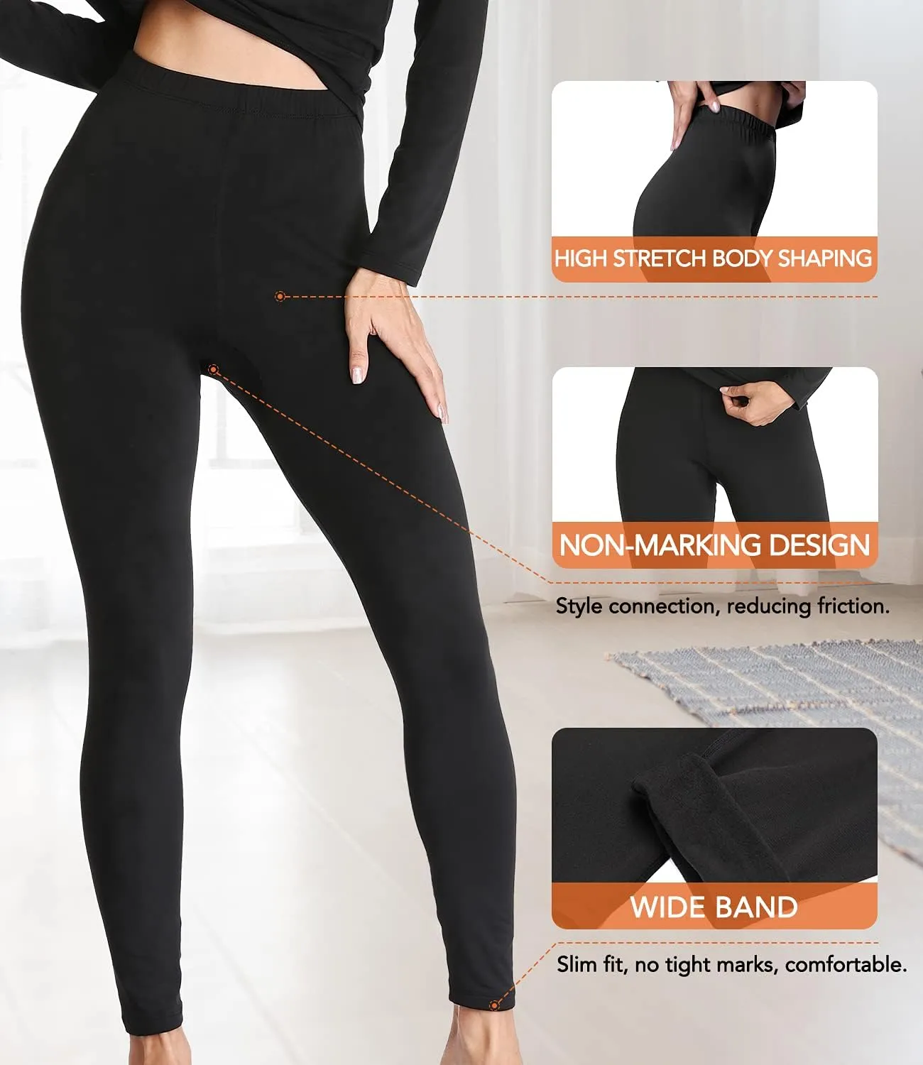 JZCreater Women Thermal Underwear Set, Long Johns Base Layer Top & Bottom, Women Soft Pajama Set for Cold Weather