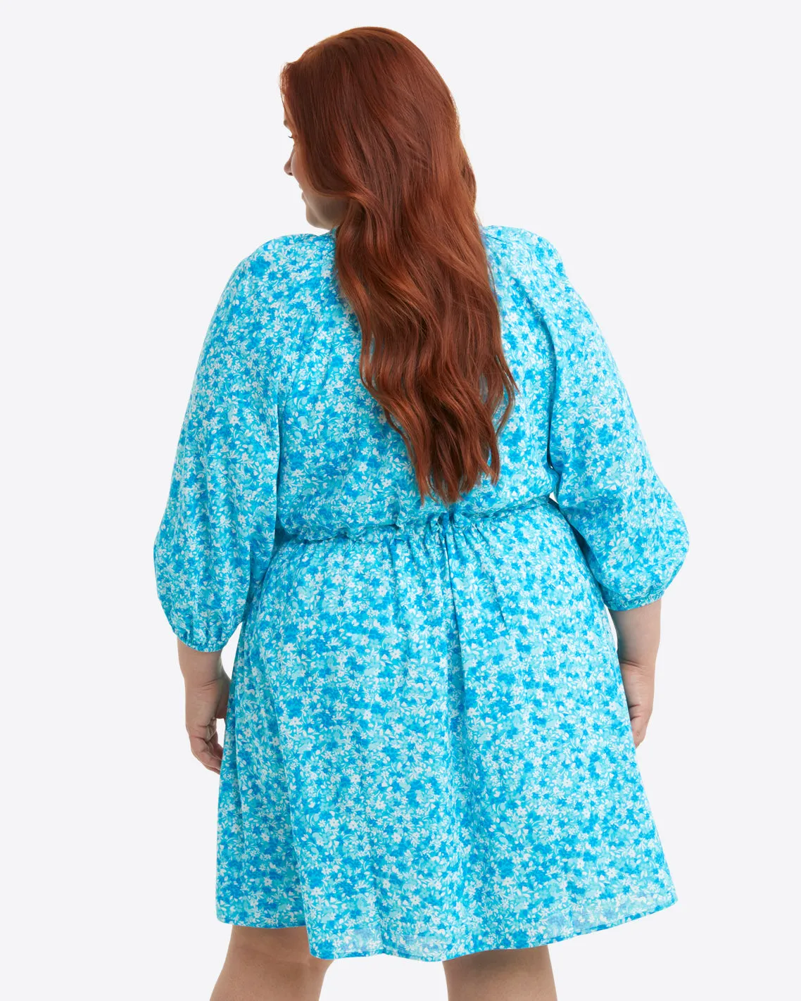Kellie Babydoll Dress in Blue Aster Floral
