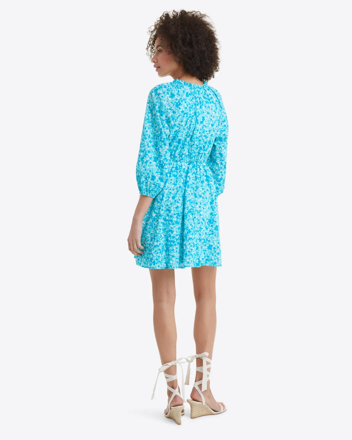 Kellie Babydoll Dress in Blue Aster Floral