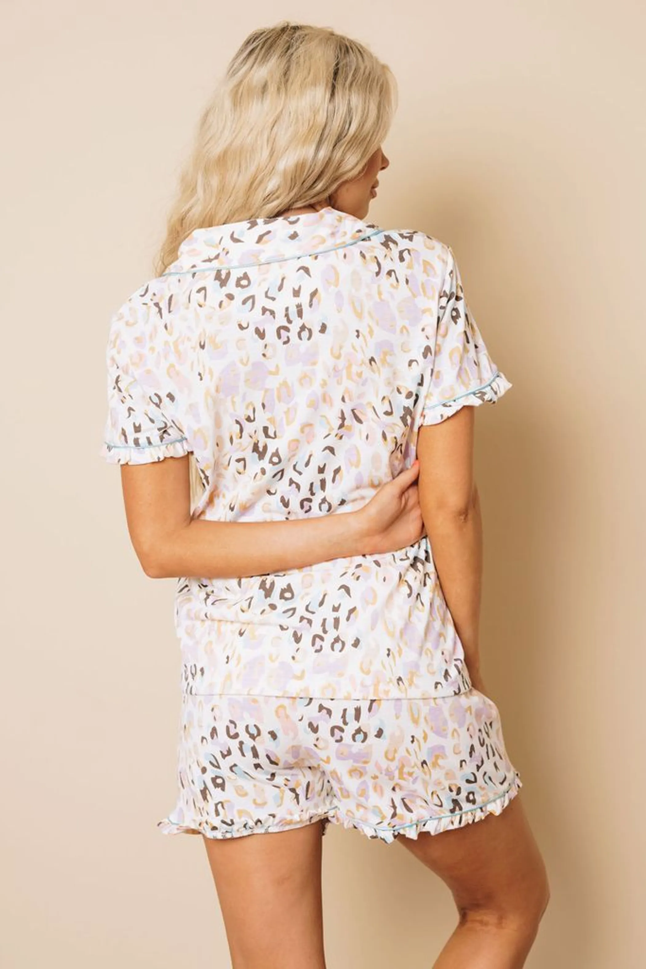 Kelly Ruffled Leopard Pajama Set