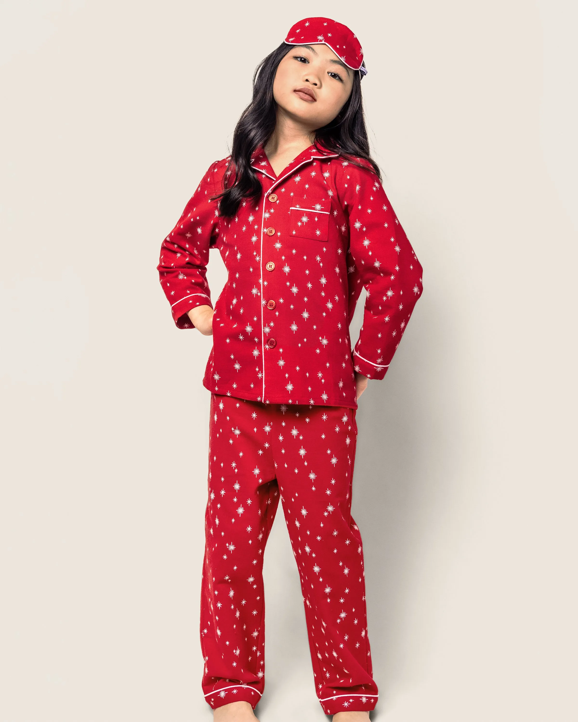 Kid's Flannel Pajama Set in Starry Night