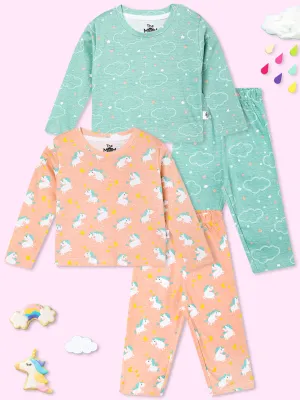 Kids Pajama Set Combo of 2-On Cloud Mine & Dreamy Unicorn