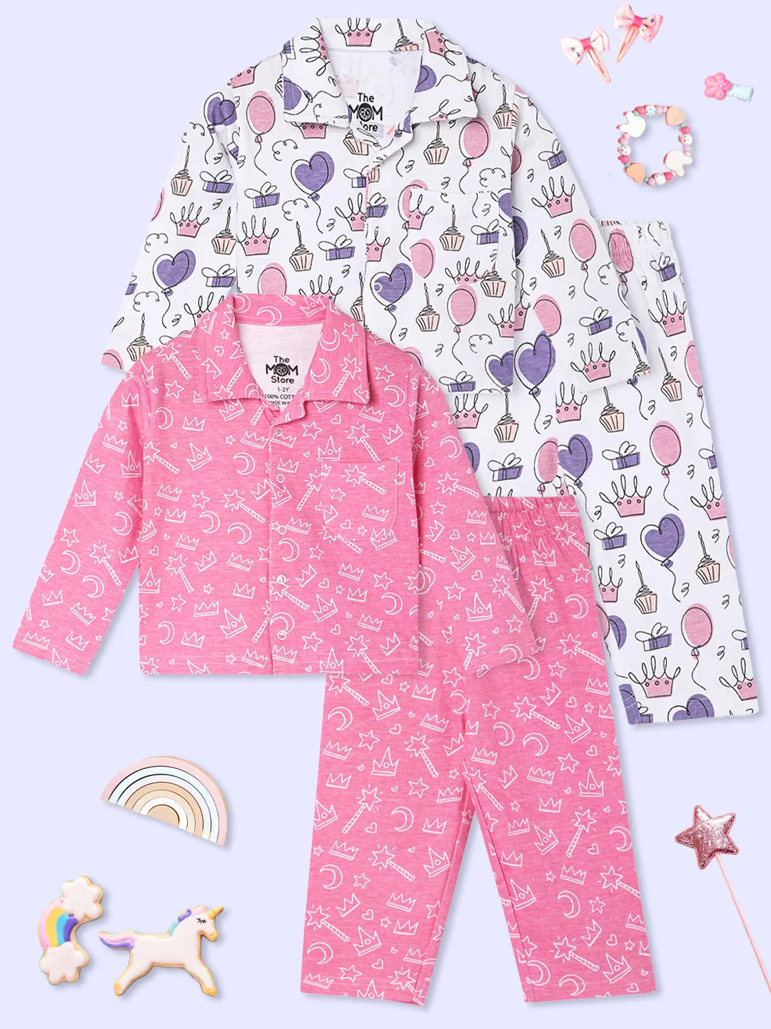 Kids Pajama Set Combo of 2-Princess Party & Pink-A-Boo