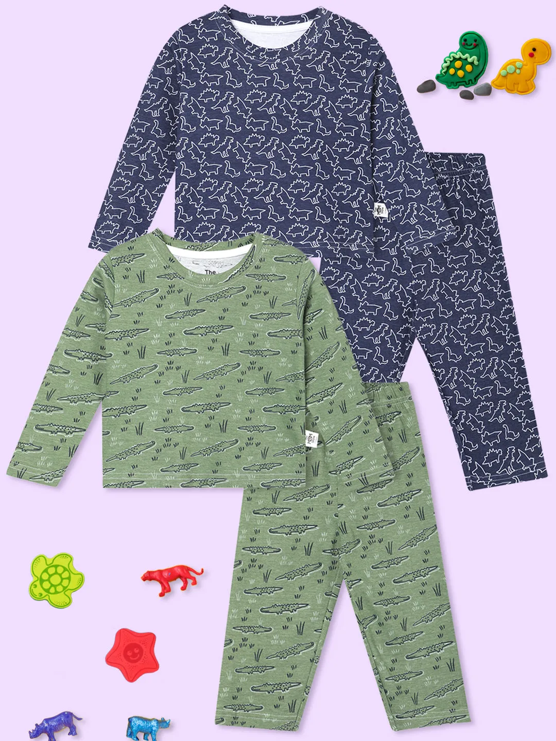 Kids Pajama Set Combo of 2-The Alligator & Dinos Rule