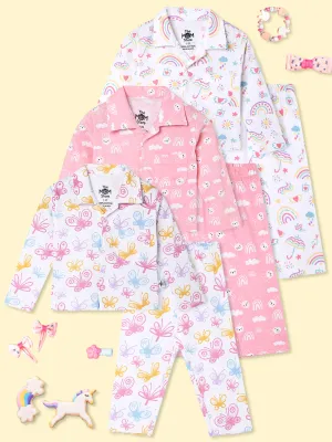 Kids Pajama Set Combo of 3-Spring Wings, Sunshine & Rainbow & Cutey Bunny