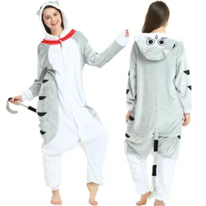 Kigurumi Cheese Cat Onesies Flannel Winter Cartoon Footed Animal Adult Pajamas Family Party Cosplay Costumes Best Gift