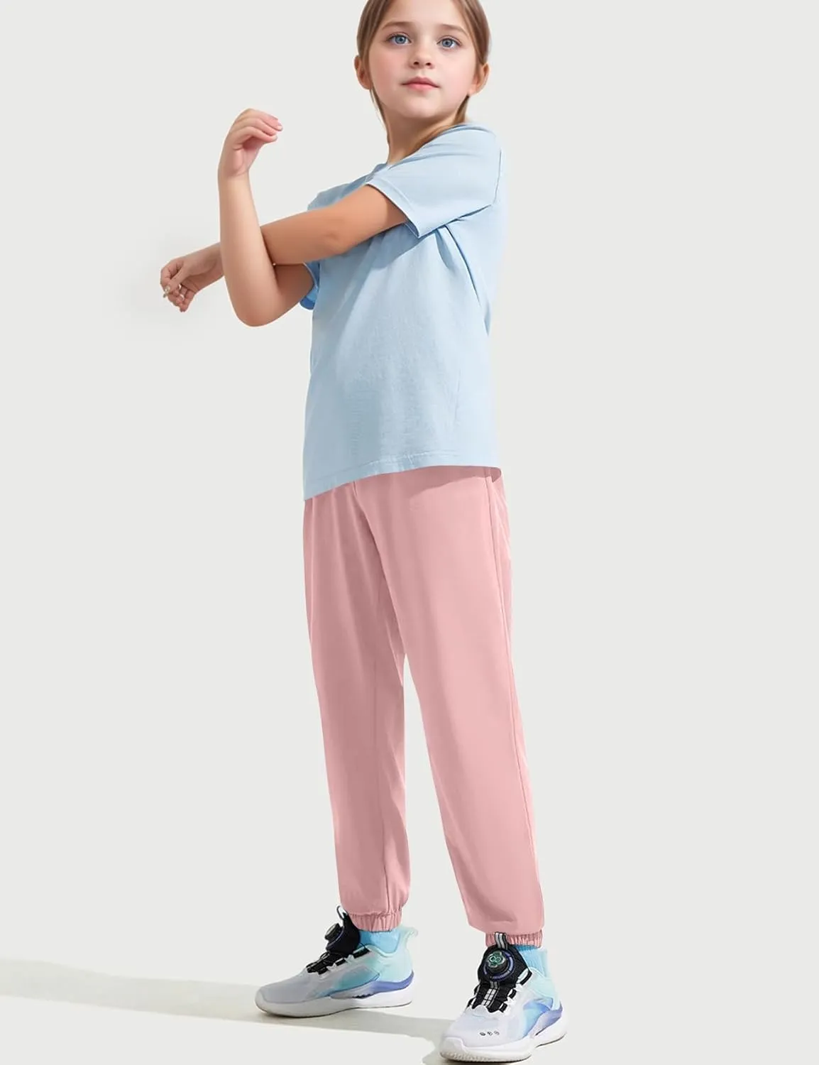 Kissonic 3 Pack Boys Girls Sweatpants Active Joggers Kids Elastic Waist Athletic Jogger Pants with Pockets Drawstring
