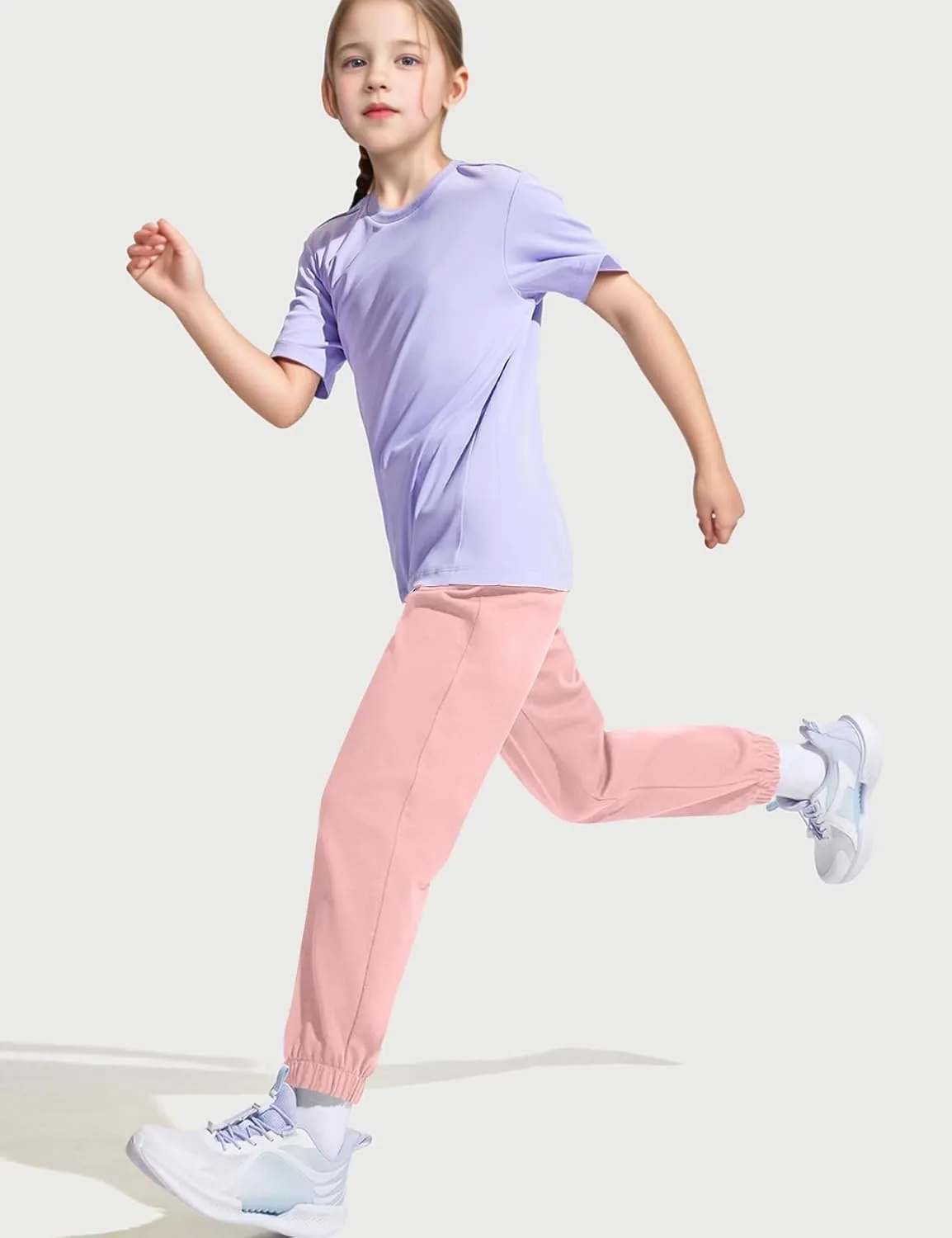 Kissonic 3 Pack Boys Girls Sweatpants Active Joggers Kids Elastic Waist Athletic Jogger Pants with Pockets Drawstring