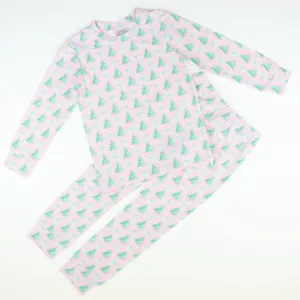 Knit Pajama Set - Pink Christmas Trees