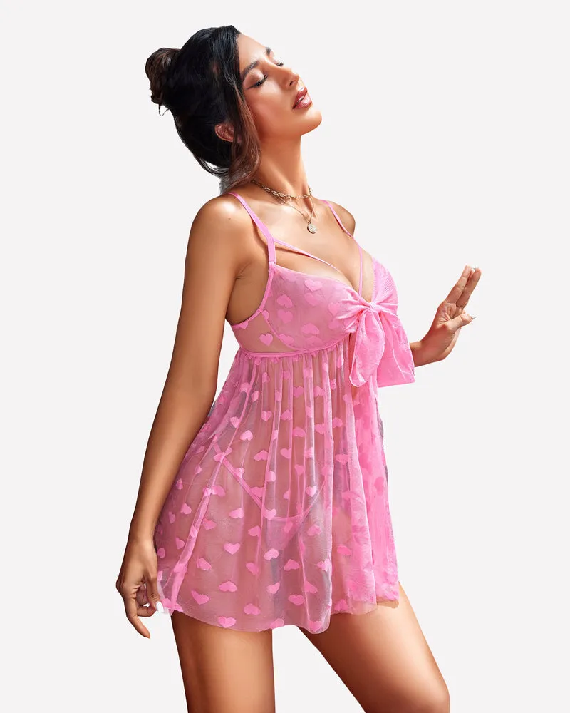 Lace Mesh Babydoll Open Front Nighty