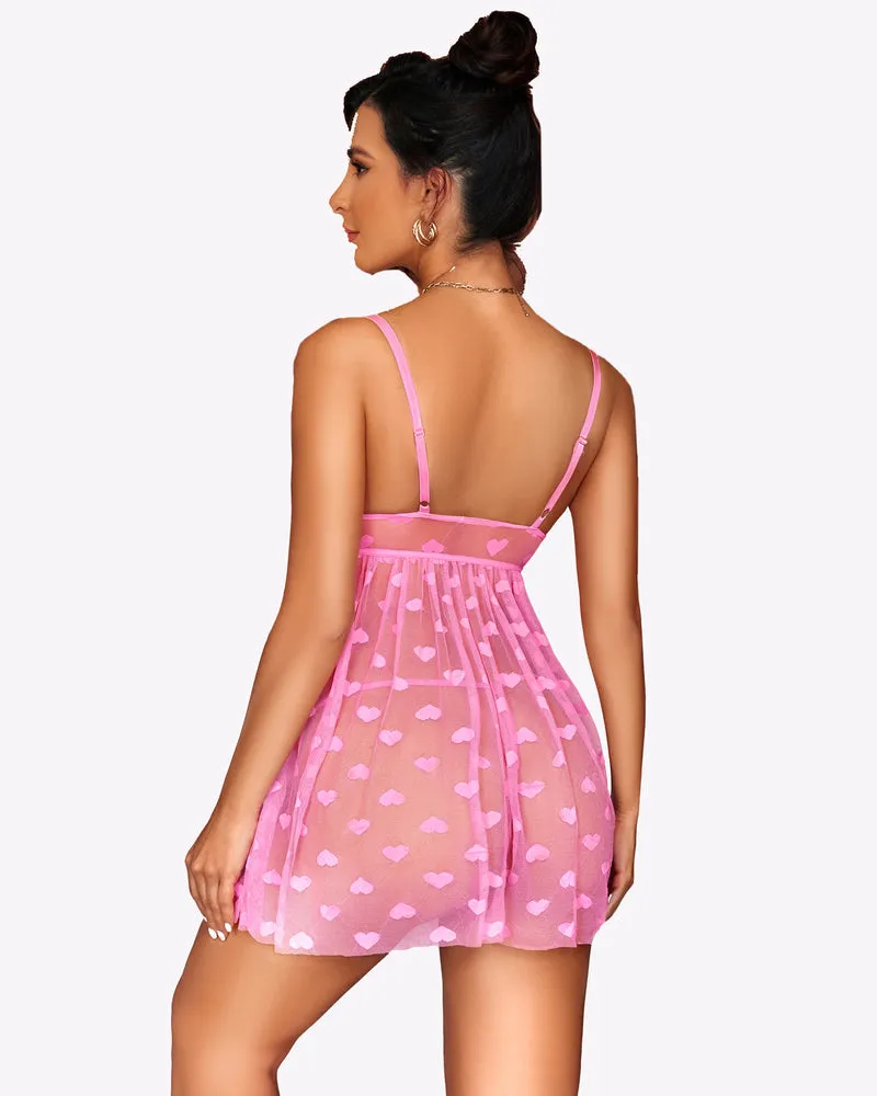 Lace Mesh Babydoll Open Front Nighty