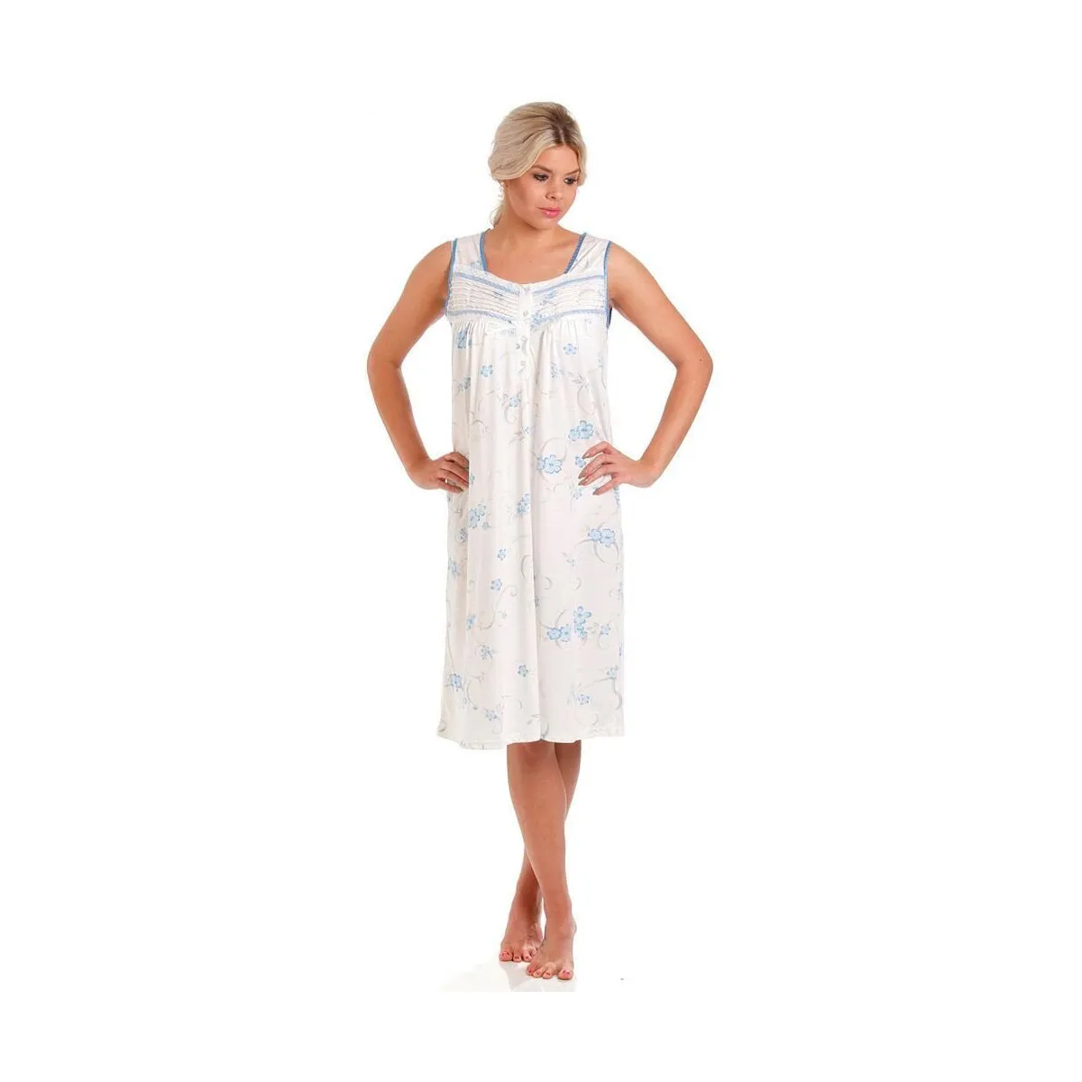 Lady Olga Floral Cotton Jersey Sleeveless Nightdress