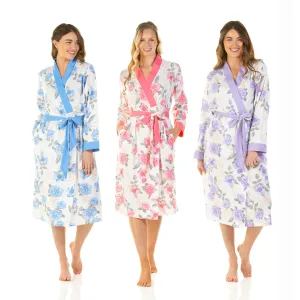 Lady Olga Long Sleeve Rose Print Wrap Dressing Gown 45"