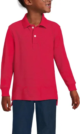 Lands' End School Uniform Kids Long Sleeve Mesh Polo Shirt
