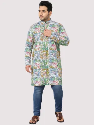 Leaf Matrix Printed Kurta Men's Plus Size