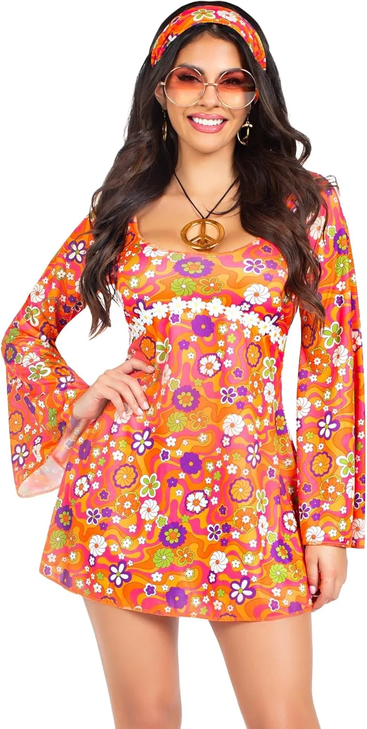 Leg Avenue womens 6 Pc Hippie ChickHalloween Costume